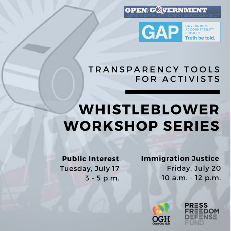 Event flyer for 2018 whistleblowers workshop